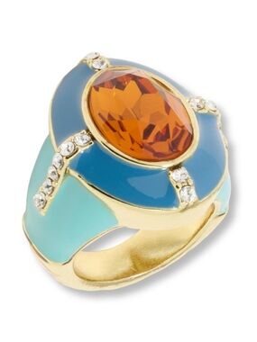 Heidi Daus Rule the Runway Crystal and Enamel Oval Ring Size 11